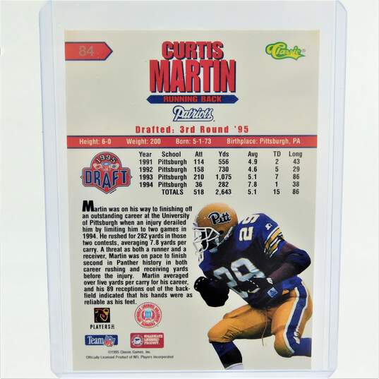 1995 HOF Curtis Martin Classic NFL Draft Rookie Silver NE Patriots image number 3