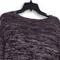 Womens Purple Knitted Space Dye Long Sleeve Side Slit Pullover Sweater Sz M image number 4