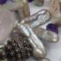 Sterling Silver MOP Quartz Toggle 18.5inch Necklace 98.8g DAMAGED image number 4