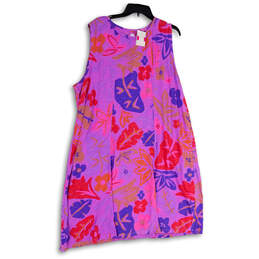 NWT Womens Multicolor Printed Key Hole Back Sleeveless Mini Dress Size 3X