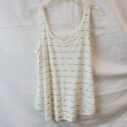 Eileen Fisher White Sketched Striped Tank Top Size S