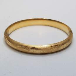 14K Gold Chiseled Hinge Bangle Bracelet 10.8g