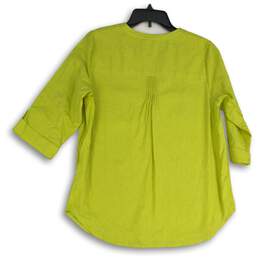 NWT Cathy Womens Green Patch Pocket Roll Tab Sleeve Blouse Top Size Large alternative image