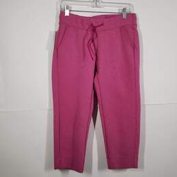 Womens Flat Front Drawstring Waist Slash Pockets Cropped Pants Size Medium