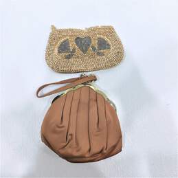 Vintage MCM Mid Century Clutch Handbags Purses Beaded W/ Enamel Metal Belt alternative image