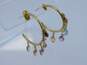 14K Yellow Gold Garnet, Topaz, Amethyst, Citrine & Peridot Hoop Earrings 3.7g image number 4