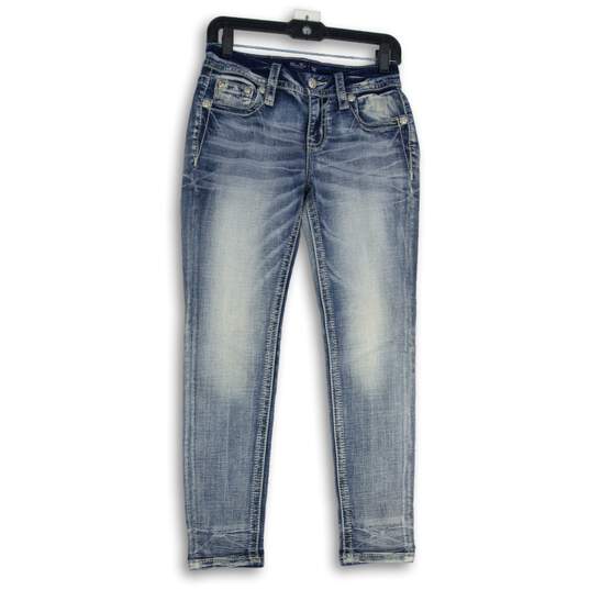 NWT Womens Blue Denim Medium Wash 5-Pocket Design Skinny Leg Jeans Size 26 image number 1