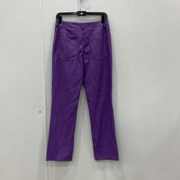 NWT Avec Les Filles Womens Purple Leather Straight Leg Ankle Pants Size 4 alternative image