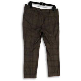 Womens Brown Plaid Flat Front Straight Leg Classic Cropped Pants Size 12 alternative image