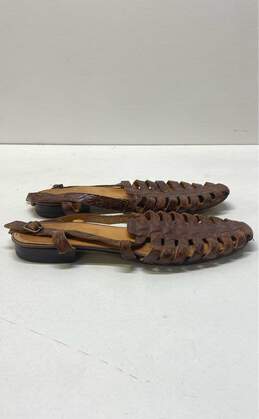Ralph Lauren Vintage Leather Antica Croc Embossed Sandals Brown 6