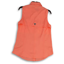 Womens Orange Pointed Collar Sleeveless Comfort Vented Button-Up Shirt Sz M alternative image