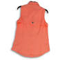 Womens Orange Pointed Collar Sleeveless Comfort Vented Button-Up Shirt Sz M image number 2