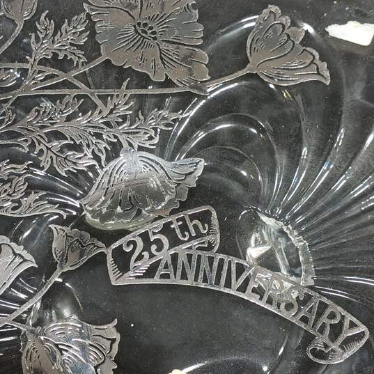 pc. Silver City Glass Co. 25th Anniversary Sterling Silver On Crystal Serveware Collection In Box image number 4