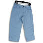 Womens Blue Flat Front Pockets Stretch Straight Leg Capri Pants Size 6 image number 1