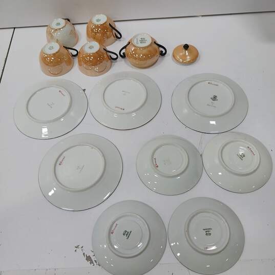 13pc Set of Czechoslovakia Orange Lusterware Teacups and Saucer Set image number 2