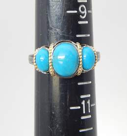 925 Sterling Silver Turquoise 3 Stone Ring SZ. 10 alternative image