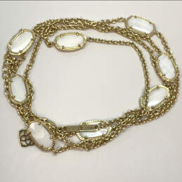 Designer Kendra Scott Gold-Tone White Crystal Stone Link Chain Necklace alternative image