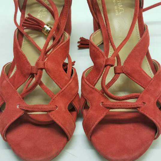 Michael Kors Strappy Red Suede Women's Heels Size 5M image number 7
