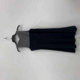 Womens Blue Round Neck Knee Length Back Zip Fit & Flare Dress Size 6 alternative image