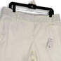 NWT Womens White Flat Front Pockets Straight Leg Cropped Pants Size 14 image number 3