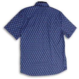 NWT Mens Blue Geometric Short Sleeve Collared Button-Up Shirt Size Large alternative image