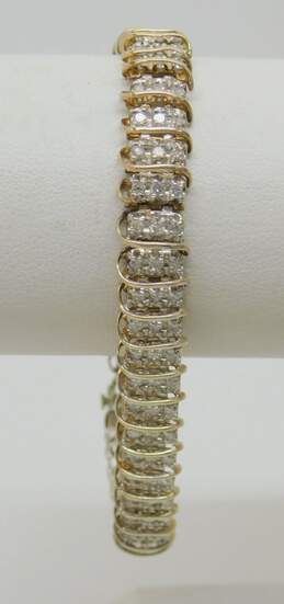 10K Two Tone Gold 3.22 CTTW Diamond Tennis Bracelet 14.6g alternative image