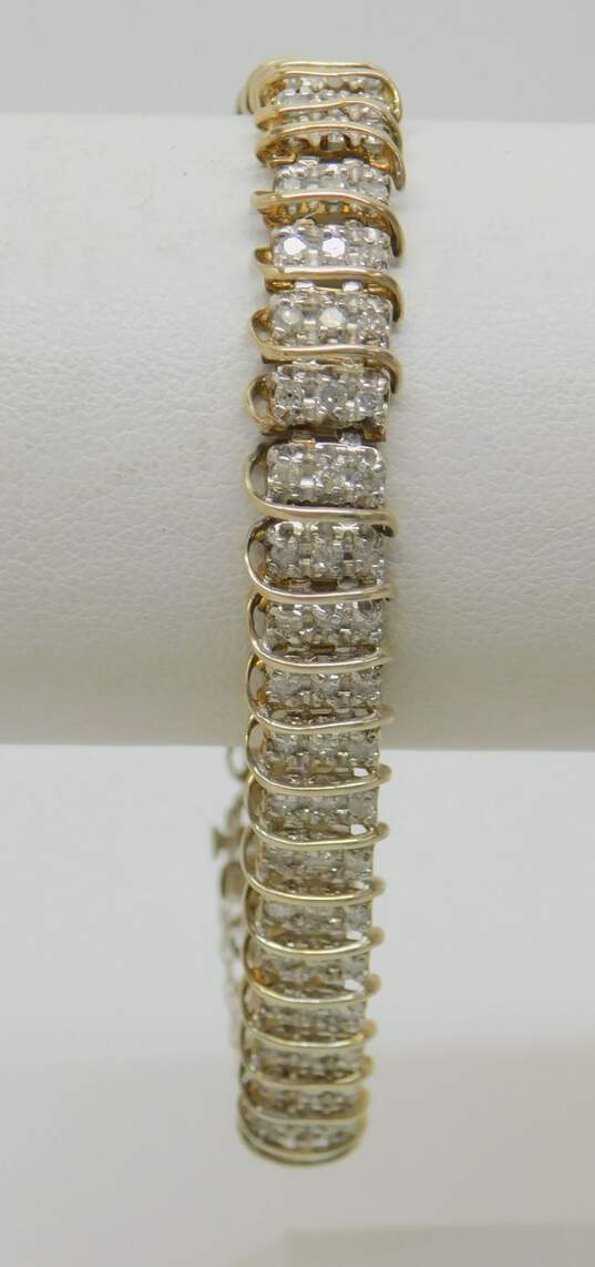 10K Two Tone Gold 3.22 CTTW Diamond Tennis Bracelet 14.6g image number 2