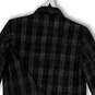 Womens Black Plaid Long Sleeve Pocket Collared Full-Zip Cropped Jacket Sz M image number 4