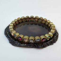 Designer Stella & Dot Gold-Tone Multicolor Acrylic Gemstone Vida Tennis Bracelet