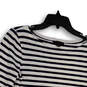 Womens Blue White Striped Round Neck Side Slit Pullover T-Shirt Size Small image number 3