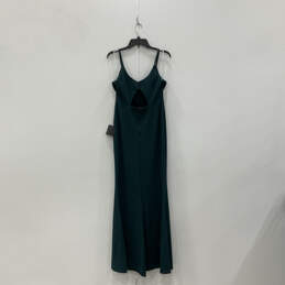 NWT Womens Teal Blue V-Neck Spaghetti Strap Back Zip Maxi Dress Size Large alternative image