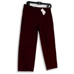 NWT Womens Red Flat Front Slash Pocket Straight Leg Dress Pants Size 2