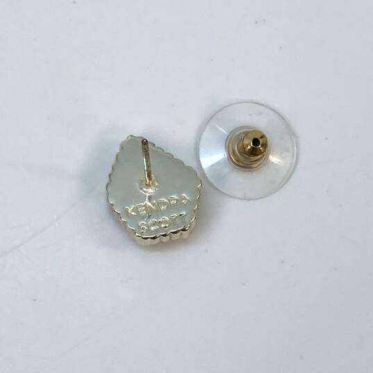 Designer Kendra Scott Gold-Tone Ivory Crystal Cut Stone Stud Earrings image number 3
