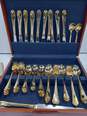 Hampton Silversmiths Gold/Silver Toned Flatware Set in Wooden Case image number 2