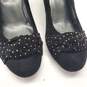 Stuart Weitzman Studded Bow Black Suede Low Wedge Pumps Women's Size 6M image number 3