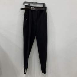 Postcard Womens Black Belted Zipper Pocket Flat Front Dress Pants Size 12