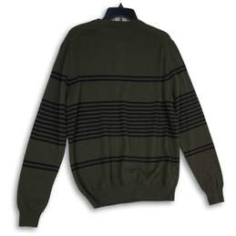 Neiman Marcus Mens Green Striped Crew Neck Long Sleeve Pullover Sweater Size L alternative image