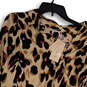 NWT Womens Multicolor Animal Print Long Sleeve Button Front Blouse Top Sz 6 image number 3