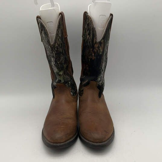 Mens Brown Camouflage Leather Mid Calf Cowboy Western Boots Size 11 image number 3