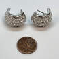 Designer Swarovski Silver-Tone Clear Crystal Open Fashionable Hoop Earrings image number 2