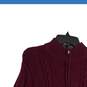 NWT IZOD Mens Maroon Knitted 1/4 Zip Mock Neck Long Sleeve Pullover Sweater Sz L image number 3