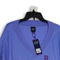 NWT Womens Blue V-Neck Long Sleeve Knitted Pullover Sweater Size XXL image number 3