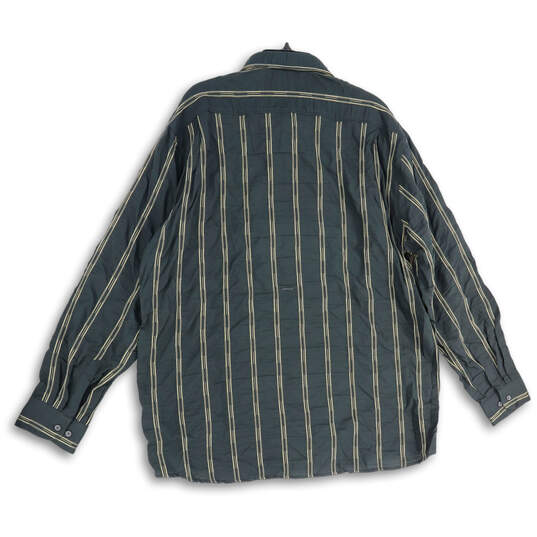 NWT Mens Black Striped Spread Collar Long Sleeve Button UP Shirt Size XXL image number 2