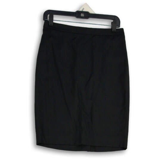 Womens Black Flat Front Back Zip Stretch Straight & Pencil Skirt Size 2 image number 1