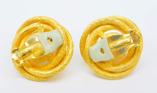 VNTG Ciner Gold Tone Faux Pearl Clip On Earrings image number 3