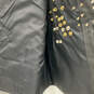 Mens Black Leather Graphic Print V-Neck Sleeveless Motorcycle Vest Size 52 image number 4