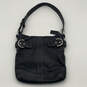 Womens Black Leather Buckle Logo Charm Adjustable Strap Shoulder Bag image number 1