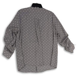 Womens Gray Polka Dot Long Sleeve Split Neck Pullover Blouse Top Size 14/16 alternative image