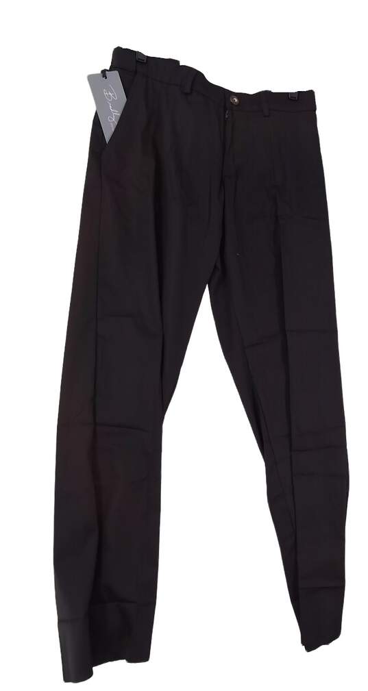 NWT Mens Black Flat Front Slash Pockets Straight Leg Dress Pants image number 1