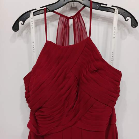 Womens Red Sleeveless Halter Neck Spaghetti Strap Maxi Dress Size A8 image number 3
